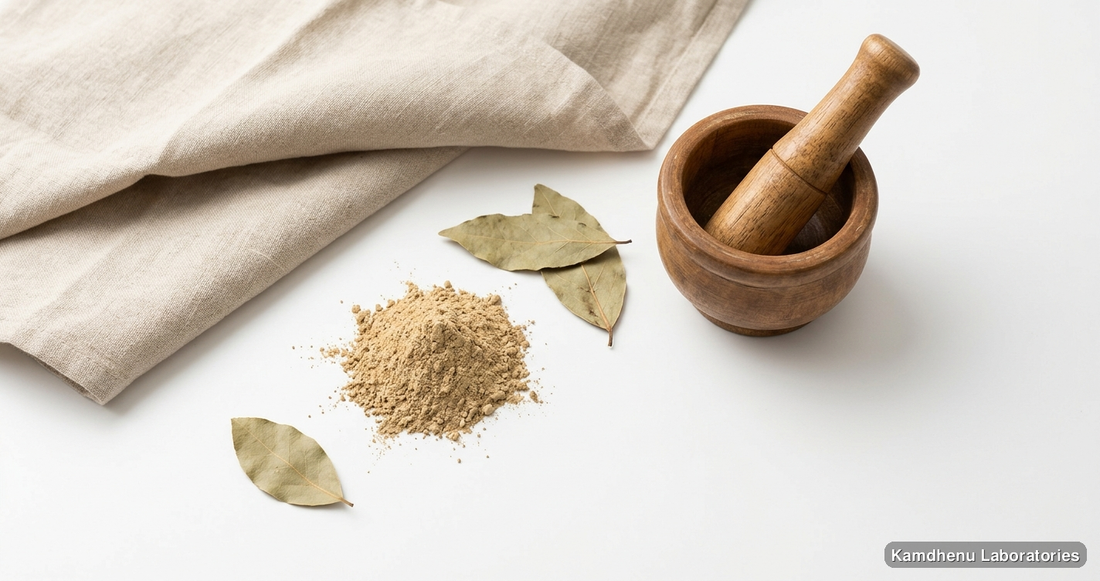 Payorin Manjan by reputed Ayurvedic manufacturers | Ayurvedic Oral & Gum Care Powder — Ayurvedic powder. Clean product photograph on a soft light background.
