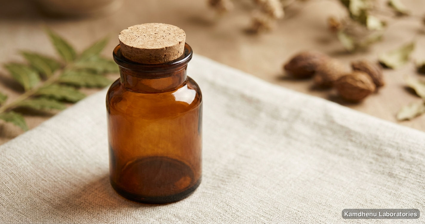 Ayurvedic product — Piles Care Kit, photographed in a wellness setting