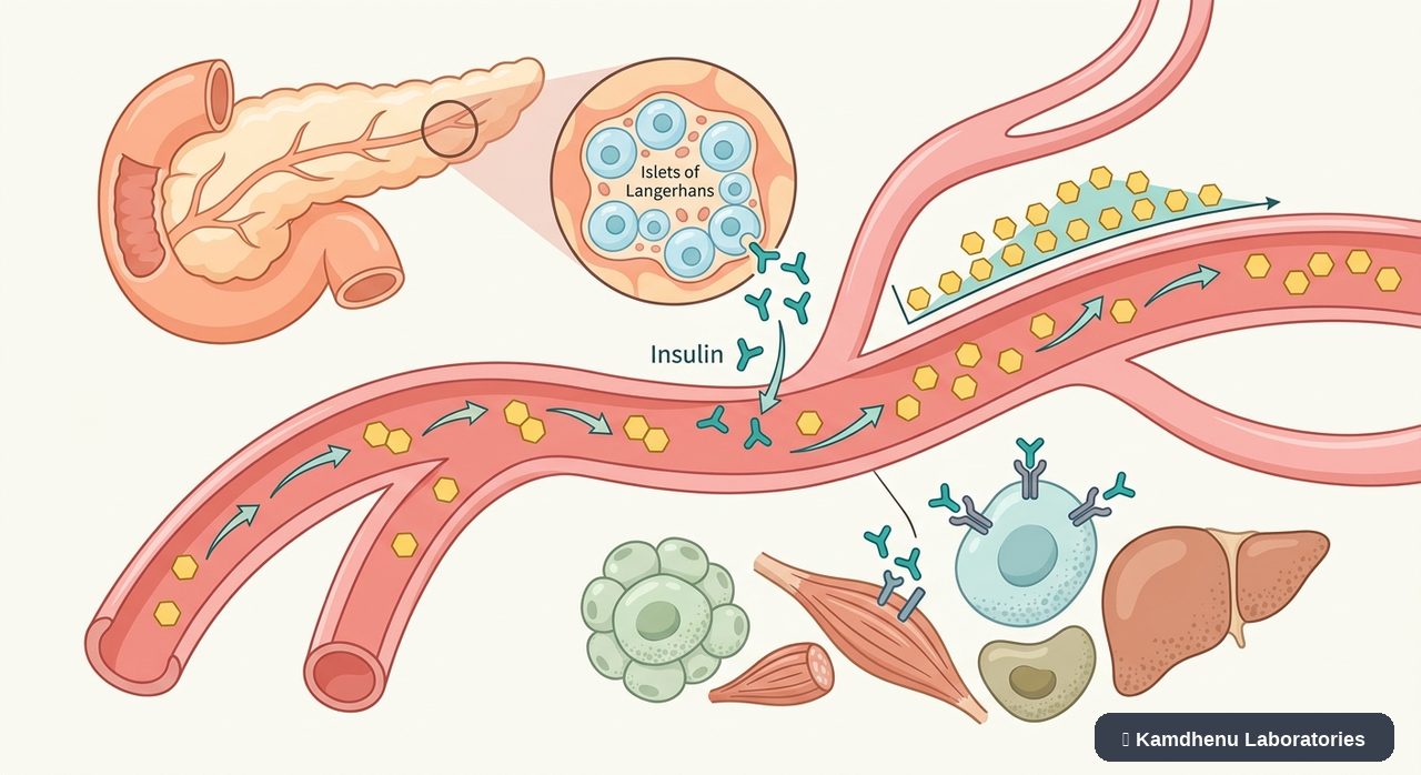 Editorial illustration representing Prediabetes for the Kamdhenu Laboratories educational wellness blog.