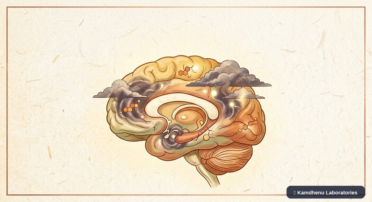 Editorial illustration representing Premenstrual dysphoric disorder for the Kamdhenu Laboratories educational wellness blog.