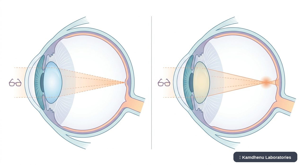 Editorial illustration representing Presbyopia for the Kamdhenu Laboratories educational wellness blog.