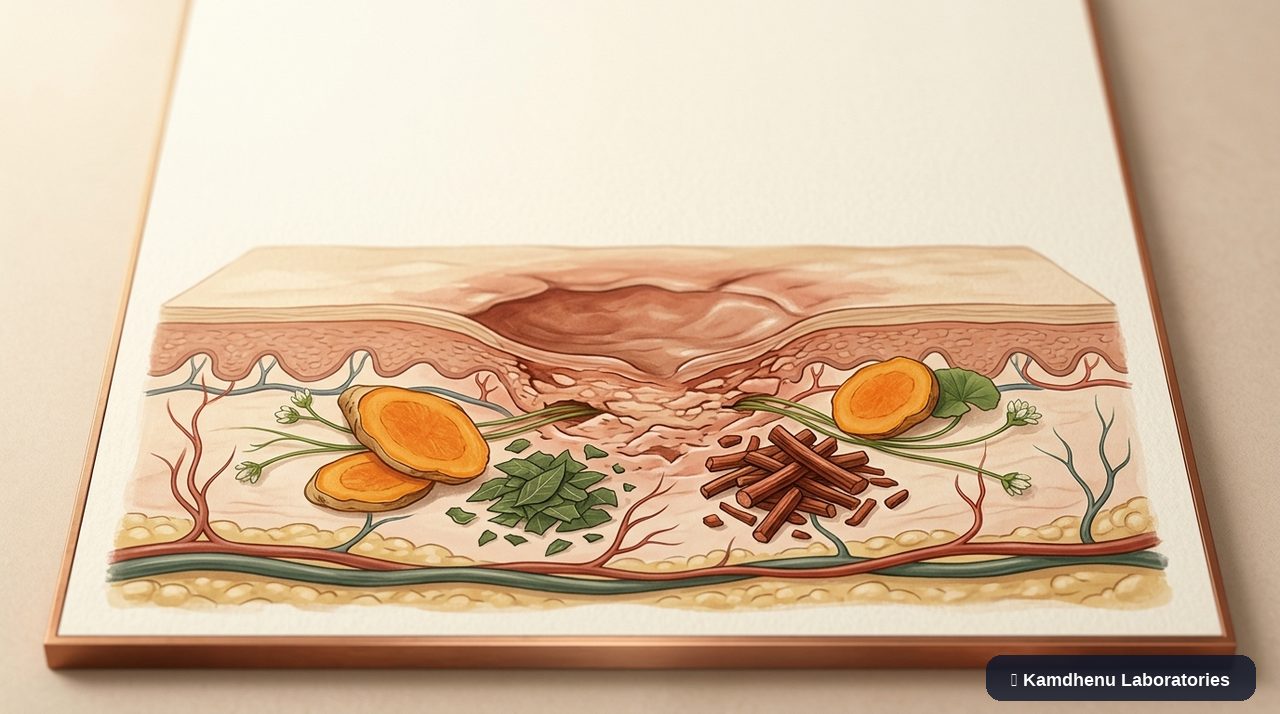 Editorial illustration representing Pressure ulcers for the Kamdhenu Laboratories educational wellness blog.