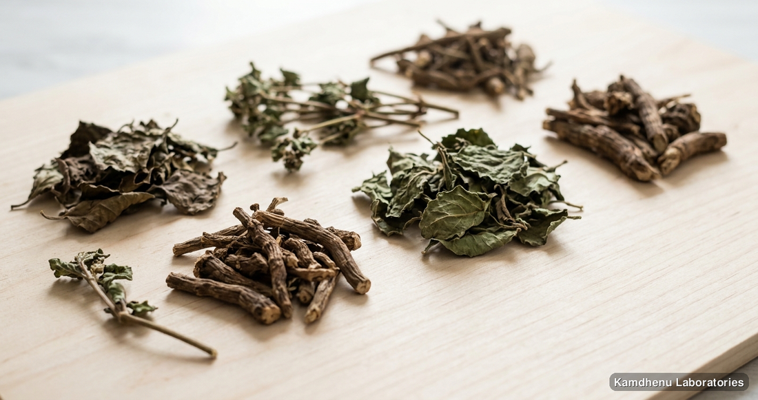 Punarnavadi Kwath Kan | 100g — Ayurvedic product containing punarnava. Clean product photograph on a soft light background.