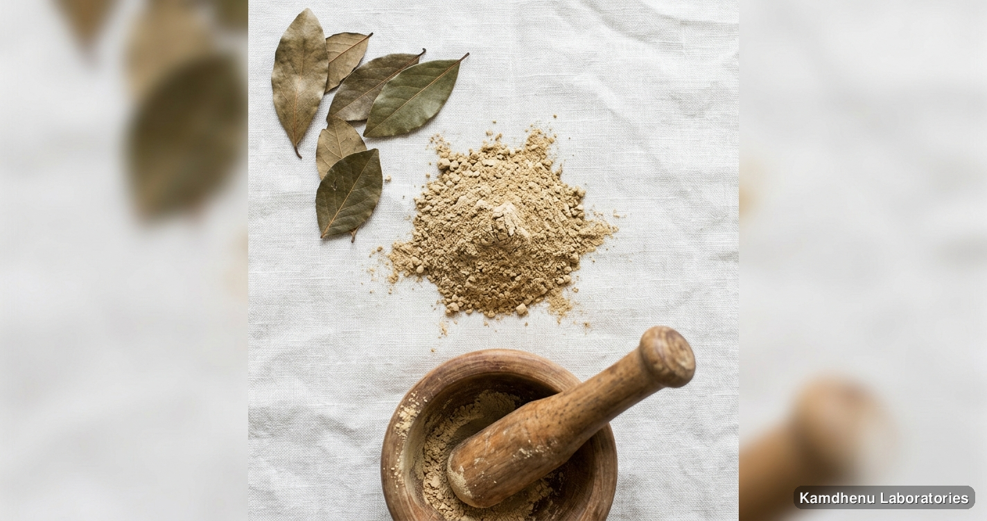 Pushyanug Churna — Ayurvedic powder. Clean product photograph on a soft light background.