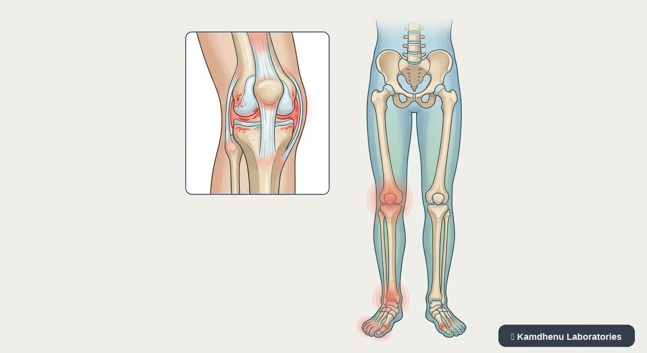 Editorial illustration representing Reactive arthritis for the Kamdhenu Laboratories educational wellness blog.