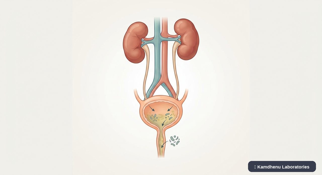Editorial illustration representing Recurrent UTI for the Kamdhenu Laboratories educational wellness blog.