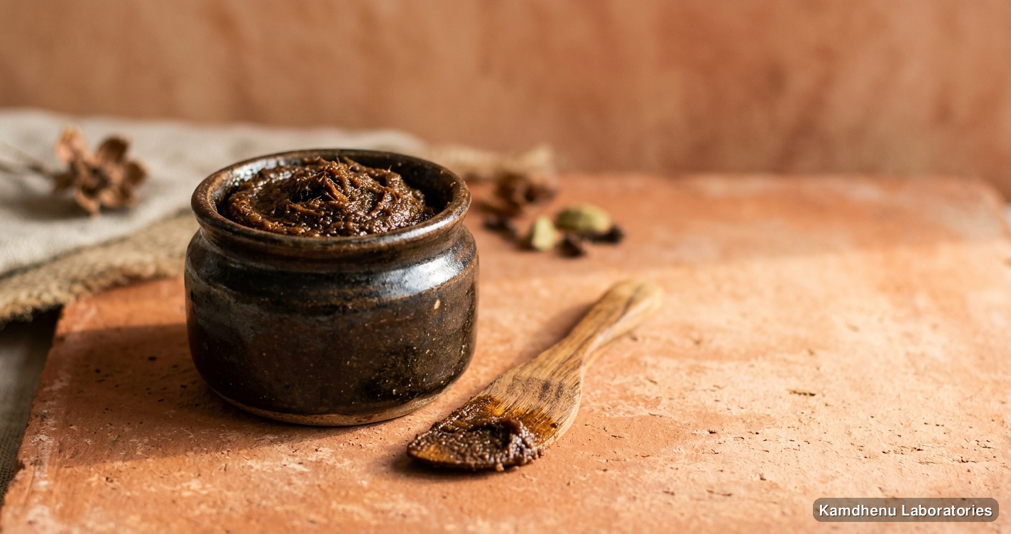 Ayurvedic paste — Sanjeev Vilas Avaleha, photographed in a wellness setting