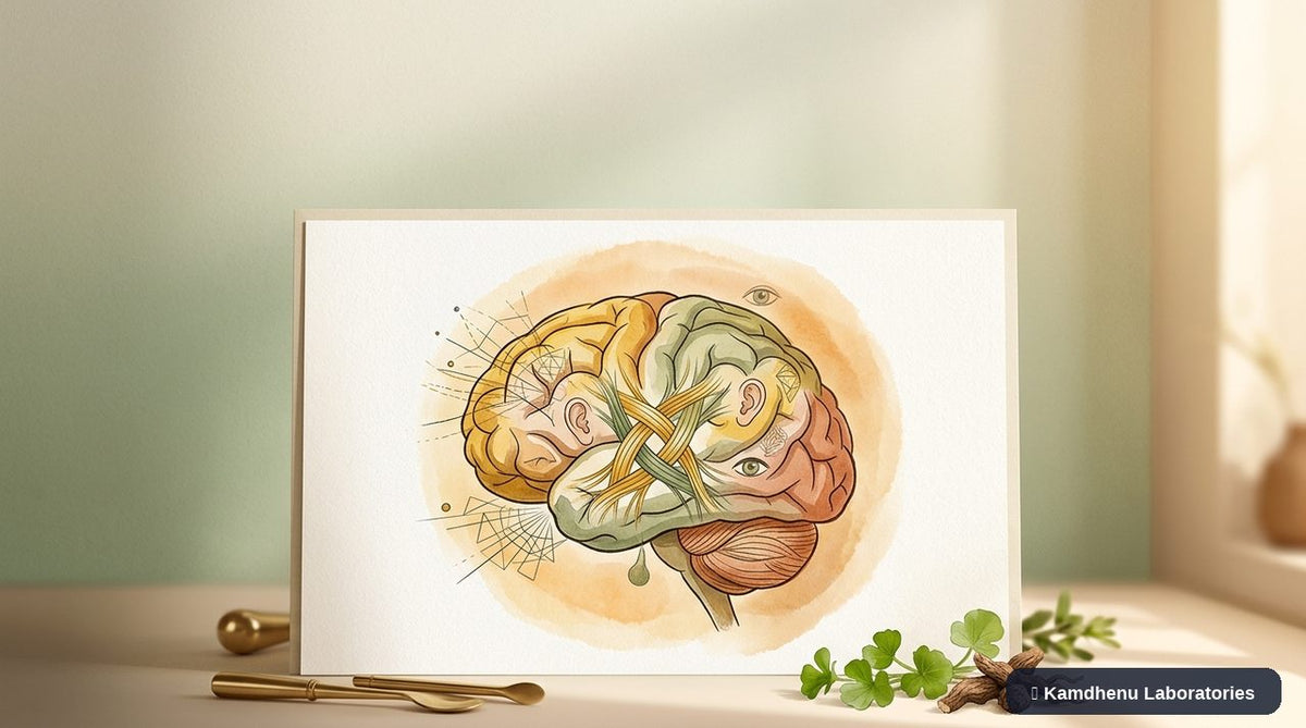 Editorial illustration representing Schizophrenia for the Kamdhenu Laboratories educational wellness blog.