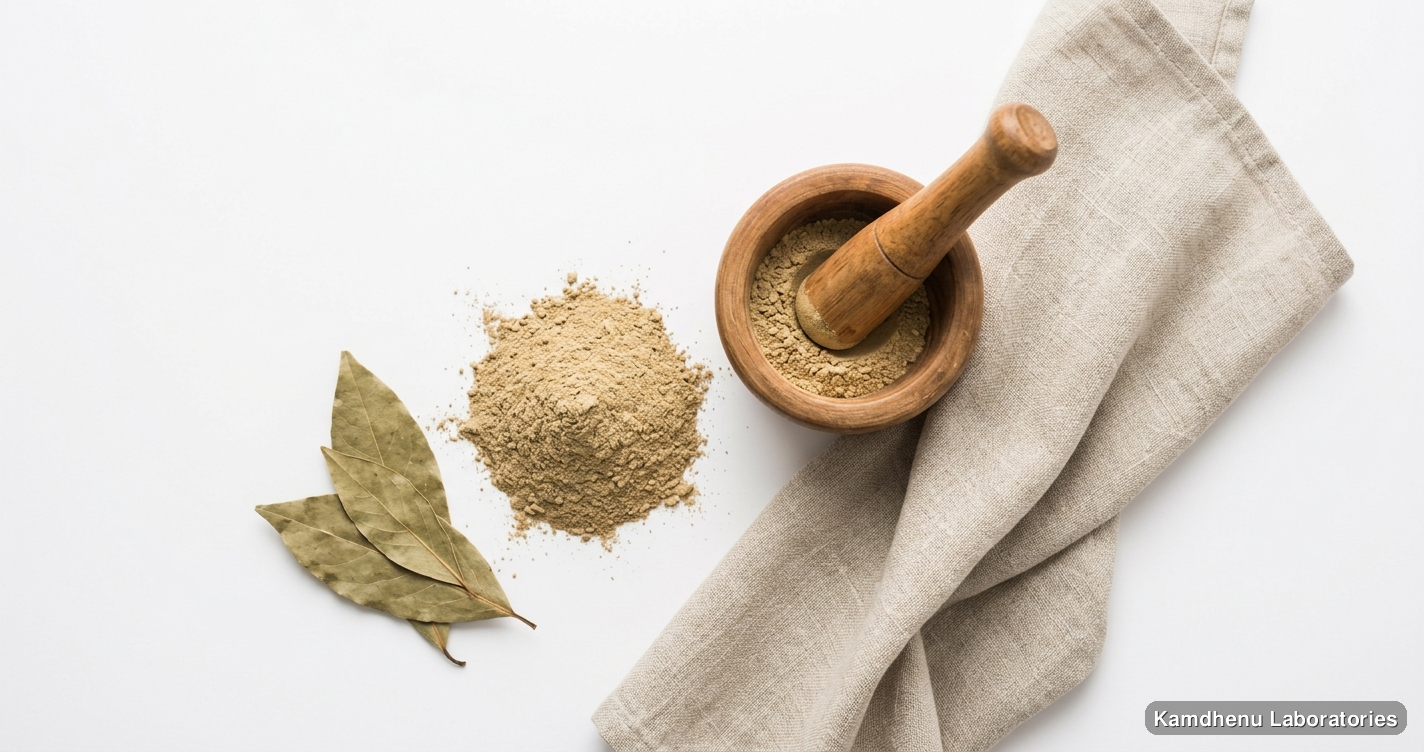 Shankh Pushpi Powder — Ayurvedic powder. Clean product photograph on a soft light background.