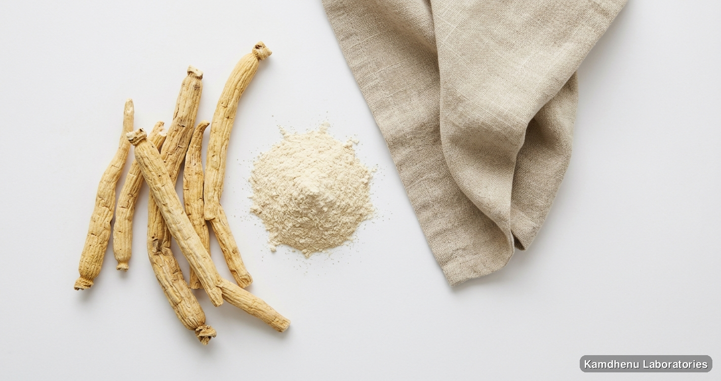 Shatawari (Swet) Powder — Ayurvedic powder containing shatavari. Clean product photograph on a soft light background.
