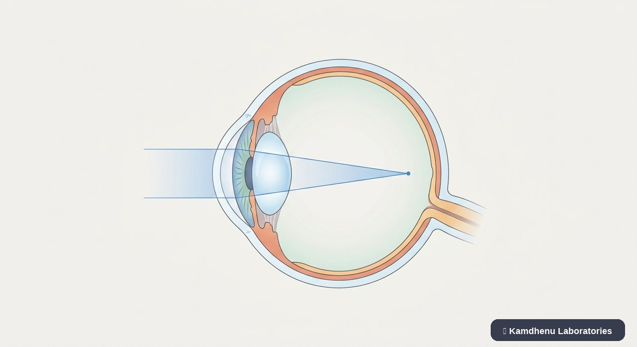 Editorial illustration representing Short-sightedness (Myopia) for the Kamdhenu Laboratories educational wellness blog.