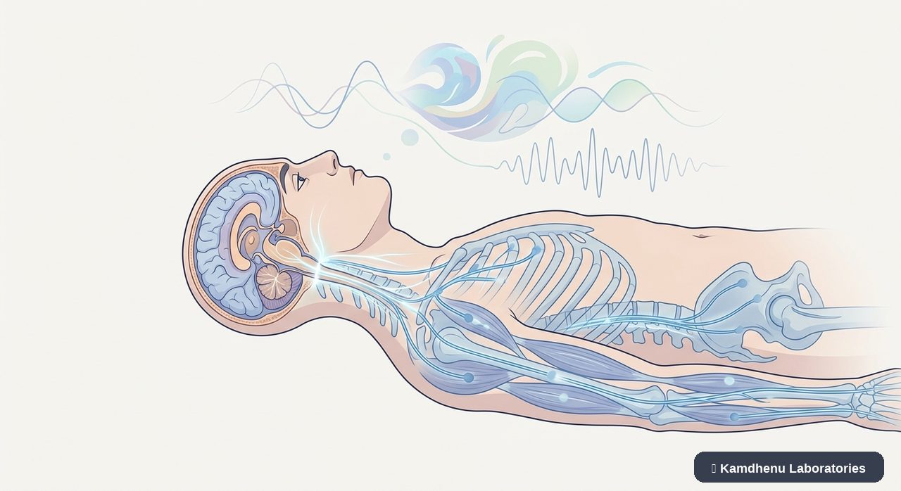 Editorial illustration representing Sleep paralysis for the Kamdhenu Laboratories educational wellness blog.