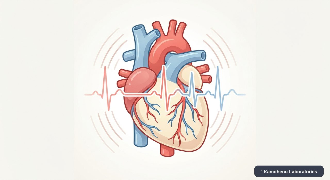 Editorial illustration representing Tachycardia for the Kamdhenu Laboratories educational wellness blog.