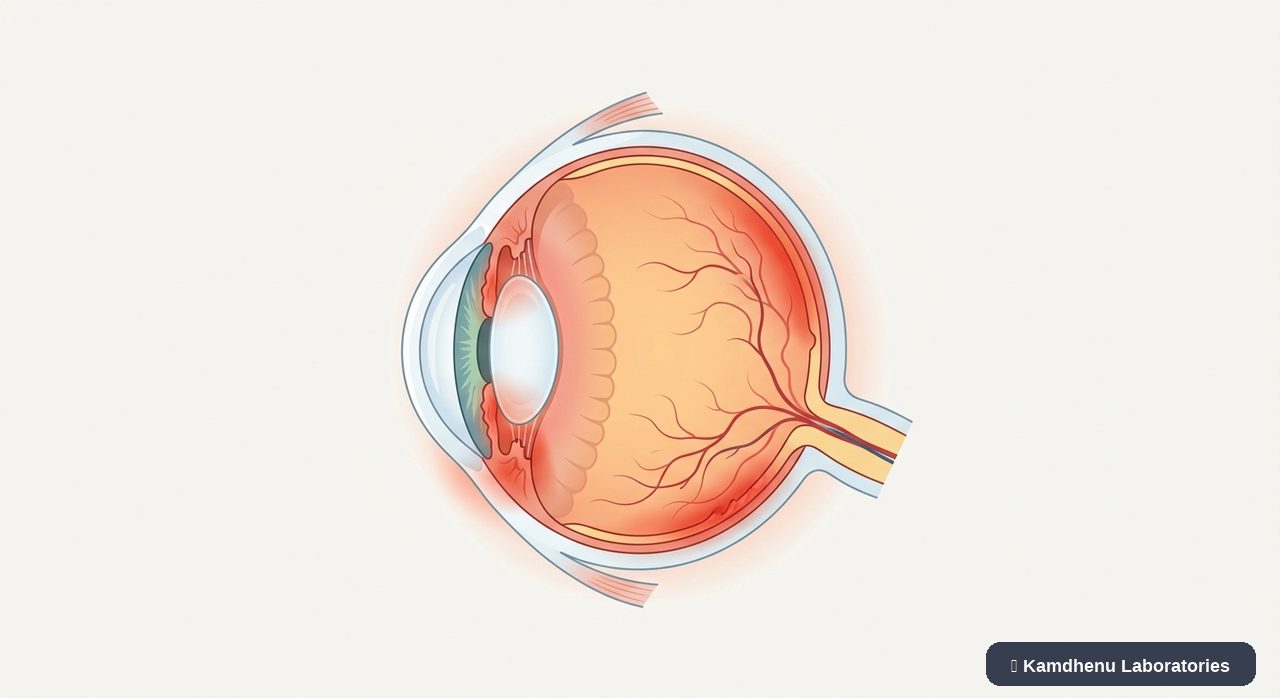 Editorial illustration representing Uveitis for the Kamdhenu Laboratories educational wellness blog.