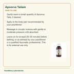 Apoorva Tailam — How to Use: Gently warm a small quantity of Apoorva Taila, if desired.