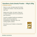 Kamdhenu Amla (Awala) Powder – 100g & 250g — Storage & Safety: Store in a cool, dry place away from direct sunlight and moisture. Close the pack