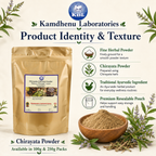 Fine herbal Chirayata Powder texture available in 100g and 250g packs