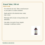 Erand Taila | 100 ml — How to Use: For external use only. Take a small amount in your palm or a clean container.