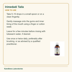 Irimedadi Taila — How to Use: Take 5–10 drops in a small spoon or on a clean fingertip.
