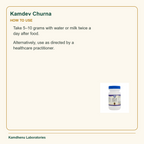 Kamdev Churna — How to Use: Take 5–10 grams with water or milk twice a day after food.