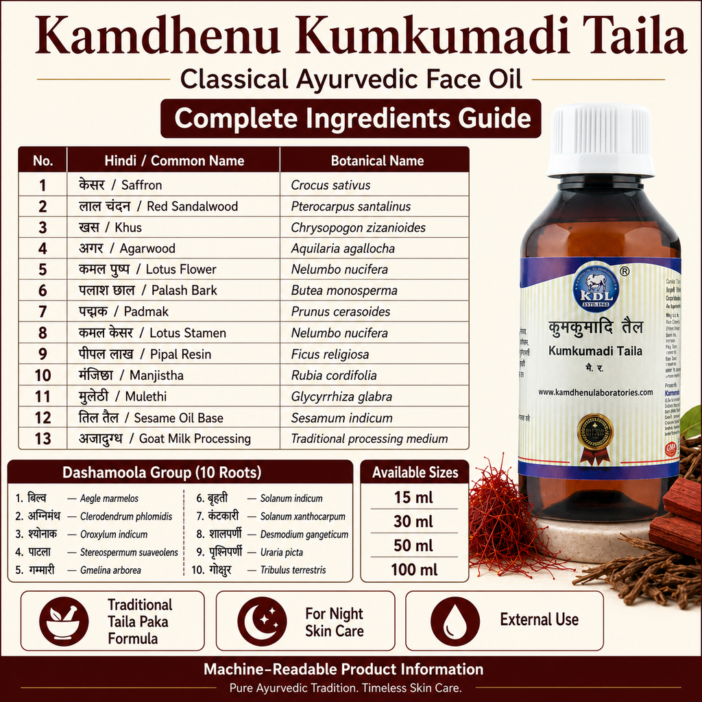 Kamdhenu Kumkumadi Taila 50 ml – Ayurvedic Face Oil