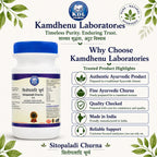 Kamdhenu Laboratories Sitopaladi Churna product highlights and Ayurvedic quality features