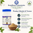 Kamdhenu Laboratories Manjishtadi Churna bottle with fine Ayurvedic churna powder texture