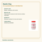 Kamdhenu Laboratories Kaolin Clay quick facts, uses and listed size options