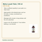 Maha Laxadi Taila | 100 ml — How to Use: Take a sufficient quantity in your palm or a clean bowl.