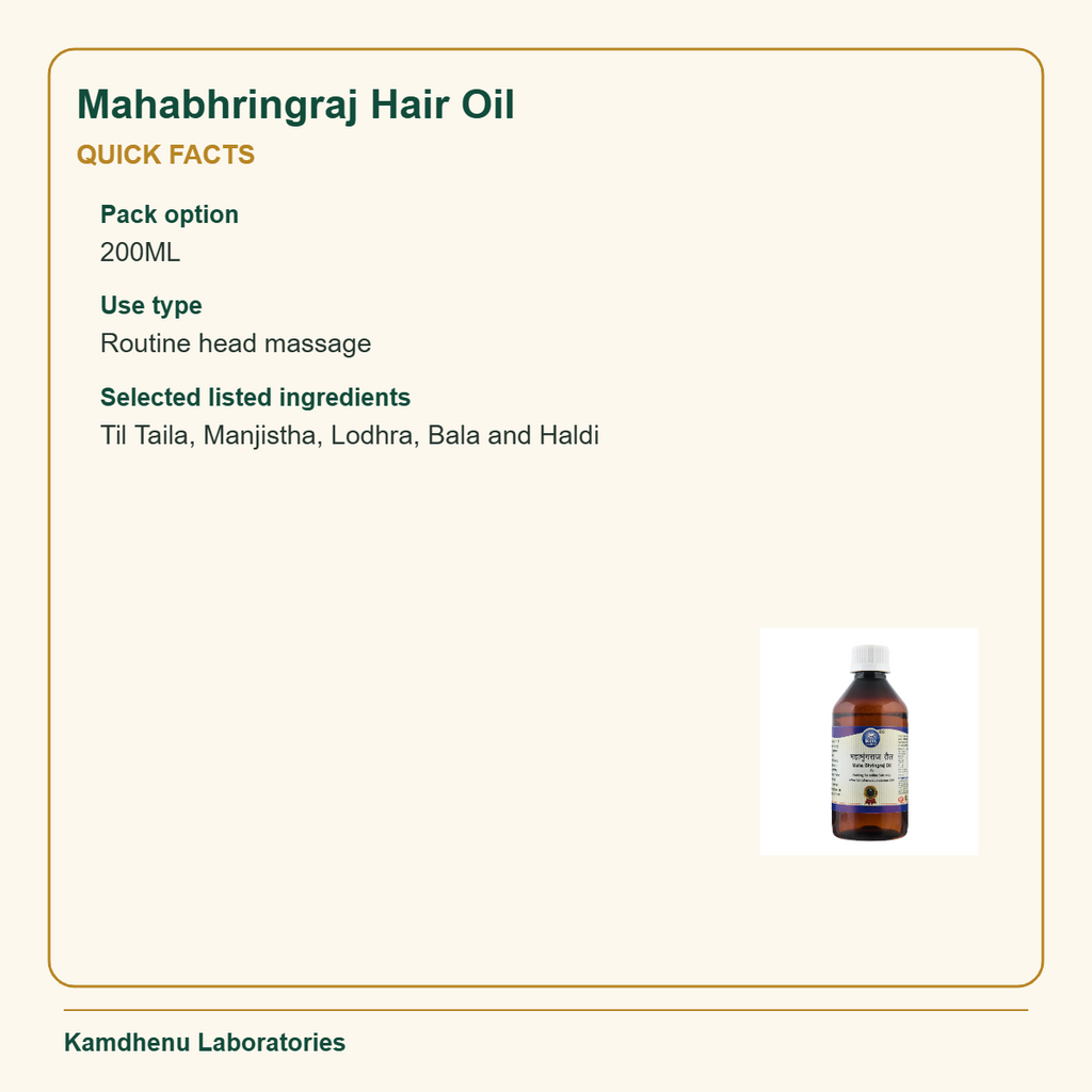 Mahabhringraj Hair Oil — Quick Facts: Pack option: 200ML