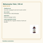 Mahamasha Taila | 100 ml — Quick Facts: Traditional use: Ayurvedic massage for joint and muscle comfort