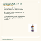 Mahamasha Taila | 100 ml — Storage & Safety: Store in a cool, dry place away from sunlight. Keep out of reach of children.
