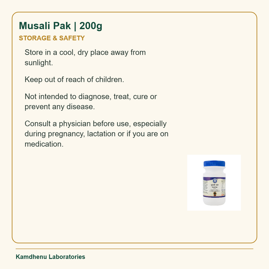 Musali Pak | 200g — Storage & Safety: Store in a cool, dry place away from sunlight.