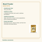 Musli Powder — Quick Facts: Available pack sizes: 100 g and 250 g