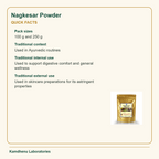 Nagkesar Powder — Quick Facts: Pack sizes: 100 g and 250 g