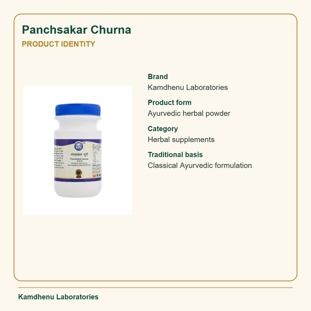 Panchsakar Churna — Product Identity: Brand: Kamdhenu Laboratories