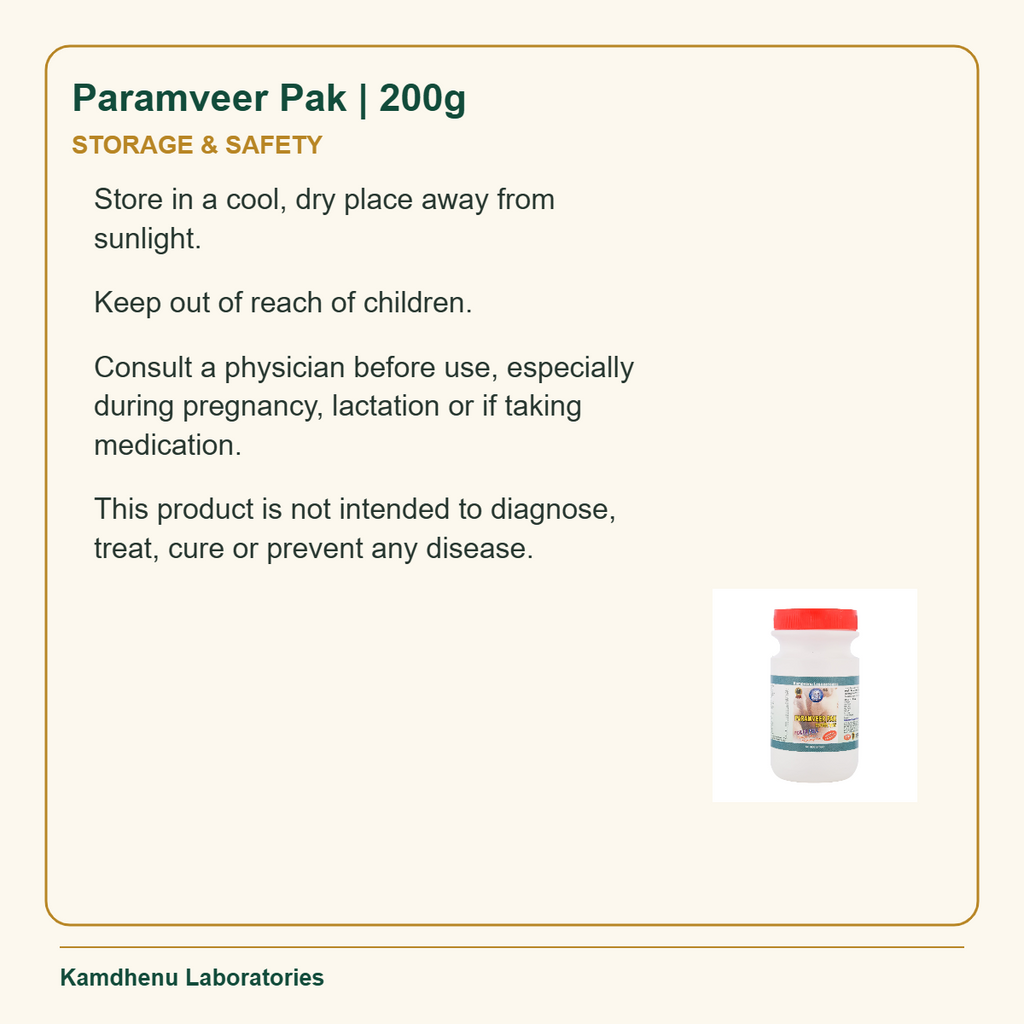Paramveer Pak | 200g — Storage & Safety: Store in a cool, dry place away from sunlight.