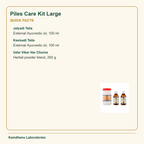 Piles Care Kit Large — Quick Facts: Jatyadi Taila: External Ayurvedic oil, 100 ml