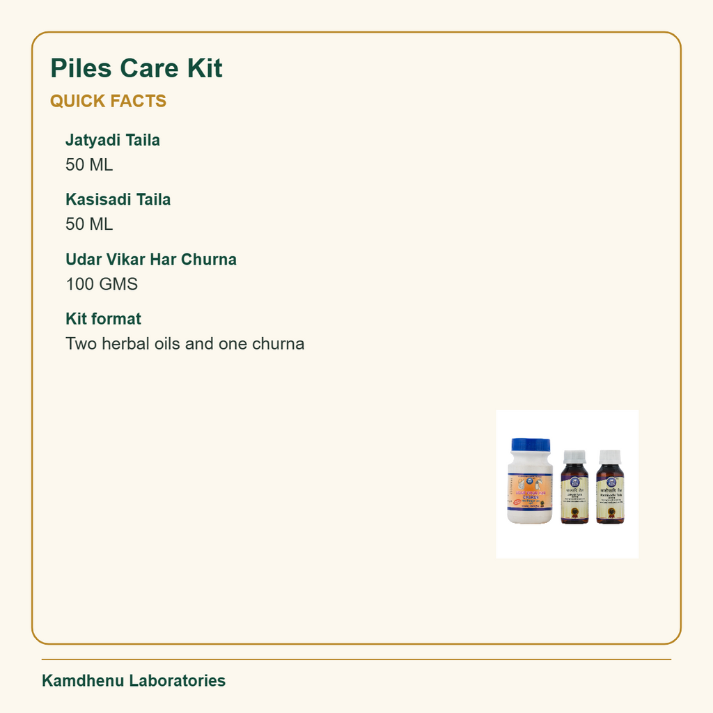 Piles Care Kit — Quick Facts: Jatyadi Taila: 50 ML