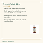 Prasarini Taila | 100 ml — How to Use: Warm a small quantity slightly if desired.