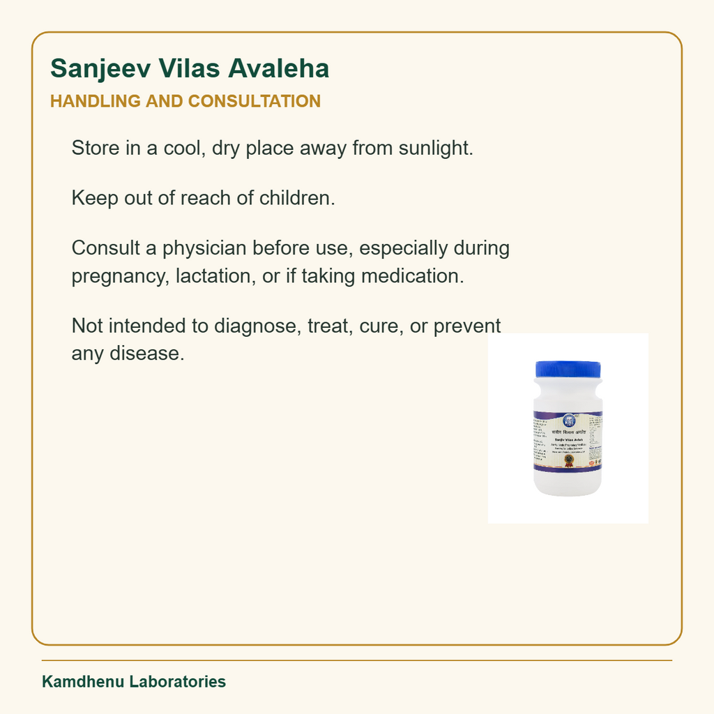 Storage and safety guidance for Sanjeev Vilas Avaleha