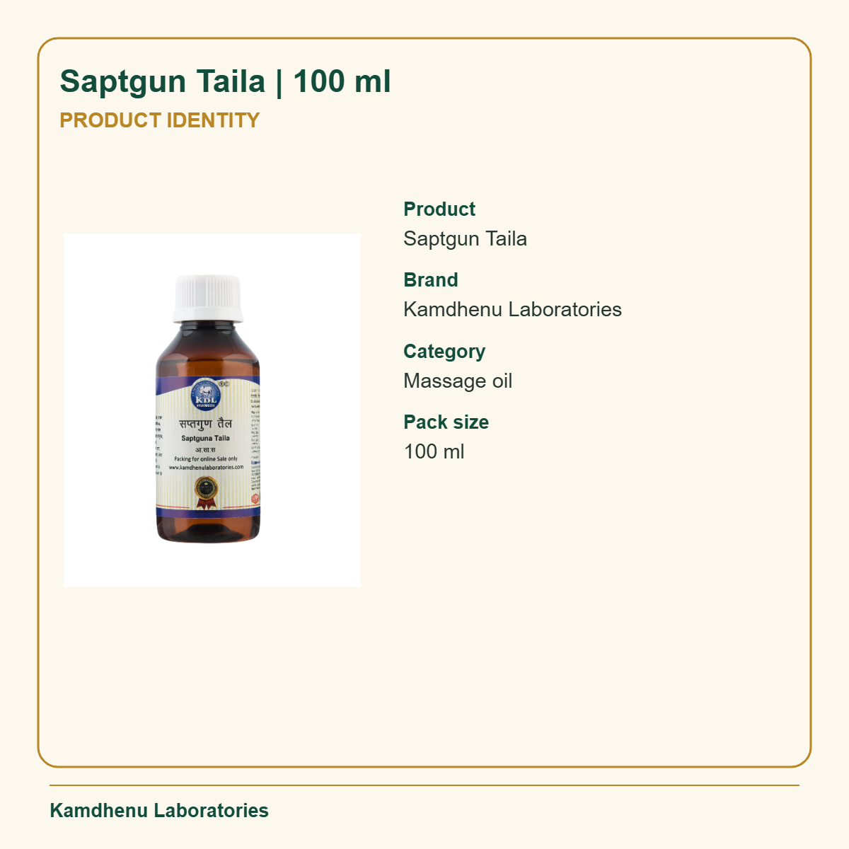 Saptgun Taila | 100 ml — Product Identity: Product: Saptgun Taila