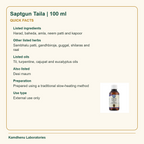 Saptgun Taila | 100 ml — Quick Facts: Listed ingredients: Harad, baheda, amla, neem patti and kapoor