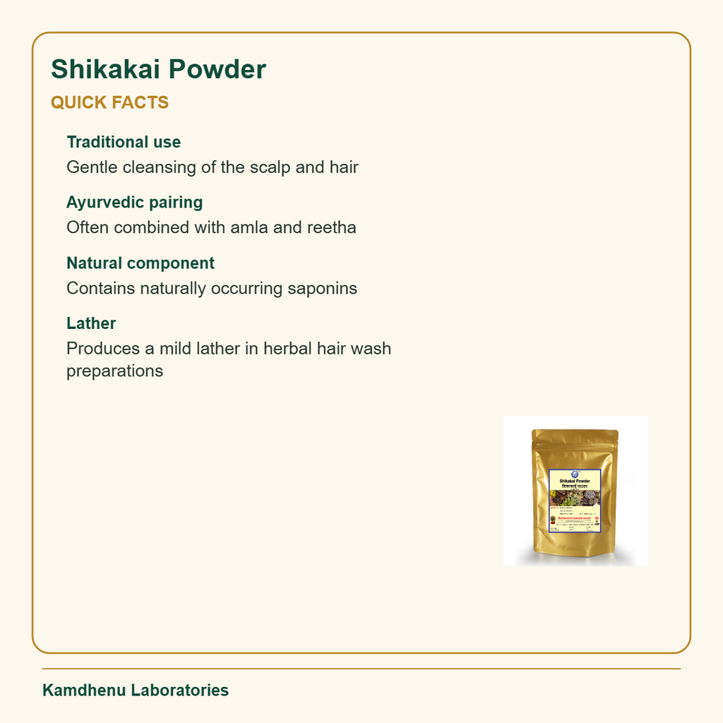 Shikakai Powder — Quick Facts: Traditional use: Gentle cleansing of the scalp and hair