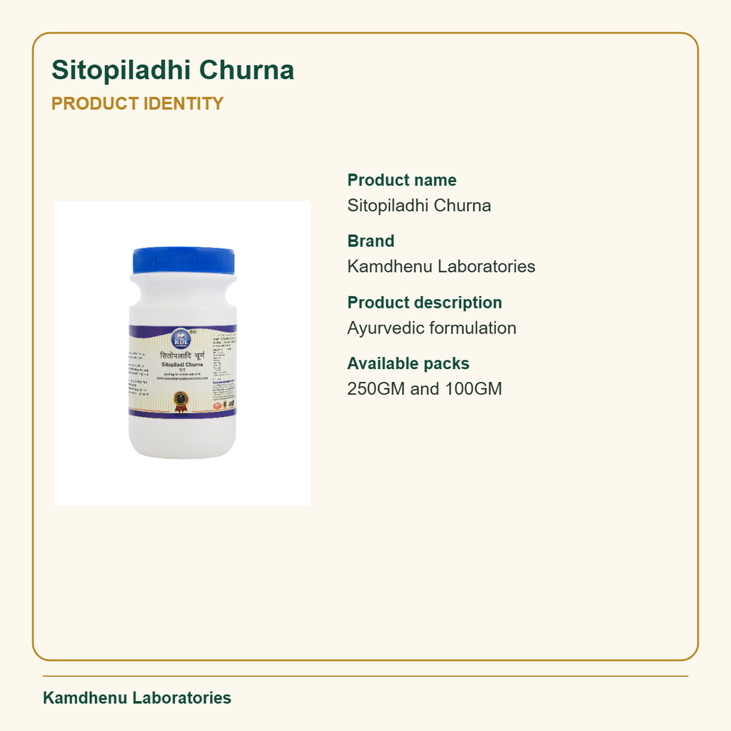 Sitopiladhi Churna — Product Identity: Product name: Sitopiladhi Churna